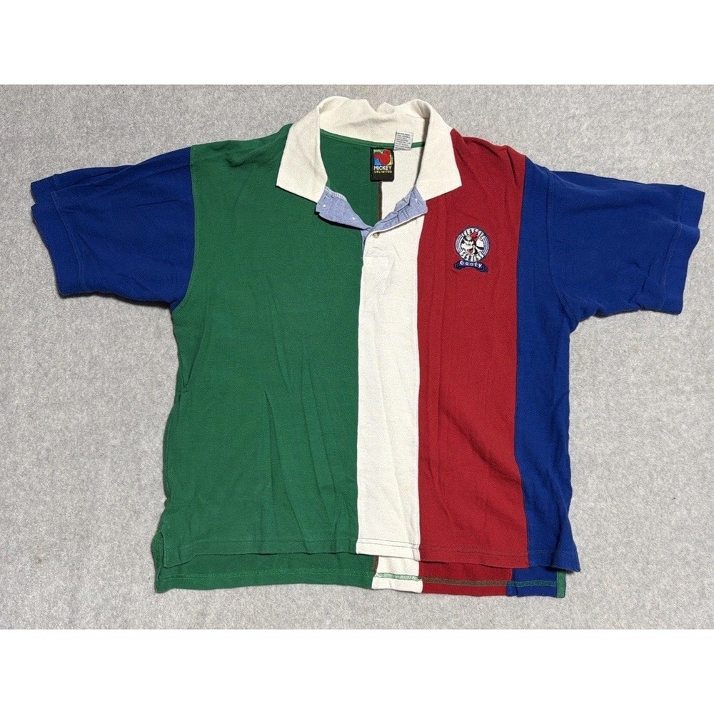 Vintage Mickey Unlimited Disney Goofy Polo Shirt Color Block Size M Cotton